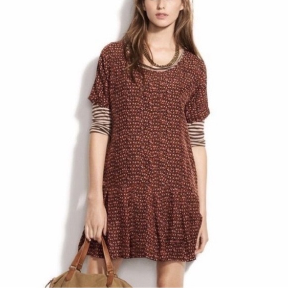 Madewell Dresses & Skirts - Broadway & Broome Fire Flicker Red Print Dress Silk Dropped Waist size 2